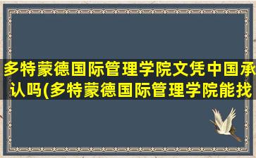 多特蒙德国际管理学院文凭中国承认吗(多特蒙德国际管理学院能找到工作吗)