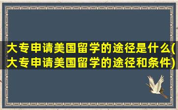 大专申请美国留学的途径是什么(大专申请美国留学的途径和条件)