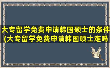 大专留学免费申请韩国硕士的条件(大专留学免费申请韩国硕士难吗)