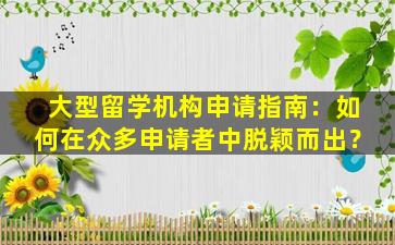 大型留学机构申请指南：如何在众多申请者中脱颖而出？