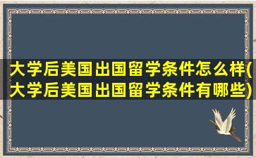 大学后美国出国留学条件怎么样(大学后美国出国留学条件有哪些)