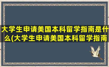 大学生申请美国本科留学指南是什么(大学生申请美国本科留学指南怎么写)