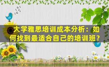 大学雅思培训成本分析：如何找到最适合自己的培训班？