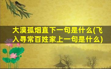 大漠孤烟直下一句是什么(飞入寻常百姓家上一句是什么)