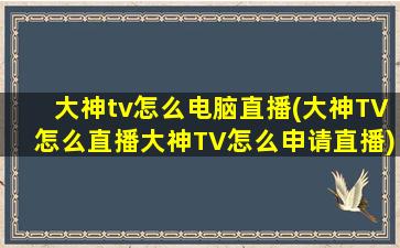 大神tv怎么电脑直播(大神TV怎么直播大神TV怎么申请直播)