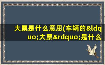 大票是什么意思(车辆的“大票”是什么)