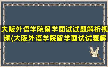 大阪外语学院留学面试试题解析视频(大阪外语学院留学面试试题解析)