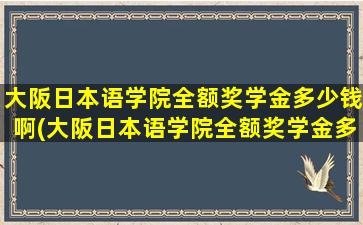 大阪日本语学院全额奖学金多少钱啊(大阪日本语学院全额奖学金多少钱一个月)