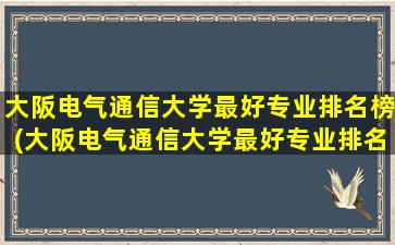 大阪电气通信大学最好专业排名榜(大阪电气通信大学最好专业排名表)