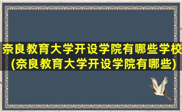 奈良教育大学开设学院有哪些学校(奈良教育大学开设学院有哪些)