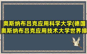 奥斯纳布吕克应用科学大学(德国奥斯纳布吕克应用技术大学世界排名)