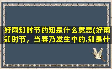 好雨知时节的知是什么意思(好雨知时节，当春乃发生中的.知是什么意思)