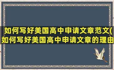 如何写好美国高中申请文章范文(如何写好美国高中申请文章的理由)