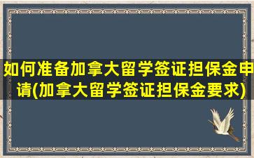 如何准备加拿大留学签证担保金申请(加拿大留学签证担保金要求)