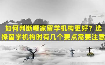 如何判断哪家留学机构更好？选择留学机构时有几个要点需要注意