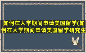 如何在大学期间申请美国留学(如何在大学期间申请美国留学研究生)