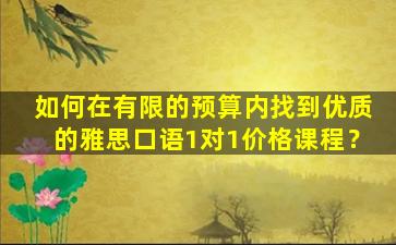 如何在有限的预算内找到优质的雅思口语1对1价格课程？