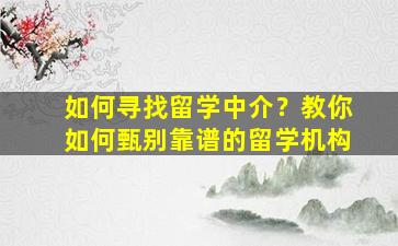 如何寻找留学中介？教你如何甄别靠谱的留学机构