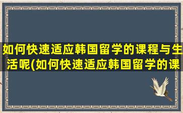 如何快速适应韩国留学的课程与生活呢(如何快速适应韩国留学的课程与生活英语作文)