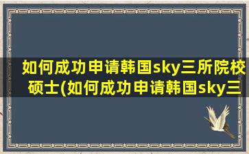 如何成功申请韩国sky三所院校硕士(如何成功申请韩国sky三所院校博士)