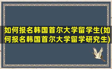 如何报名韩国首尔大学留学生(如何报名韩国首尔大学留学研究生)