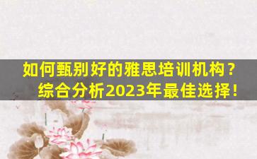 如何甄别好的雅思培训机构？综合分析2023年最佳选择！