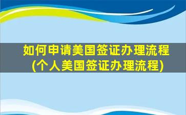 如何申请美国签证办理流程(个人美国签证办理流程)