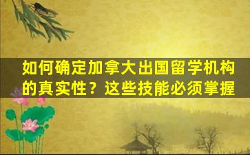 如何确定加拿大出国留学机构的真实性？这些技能必须掌握