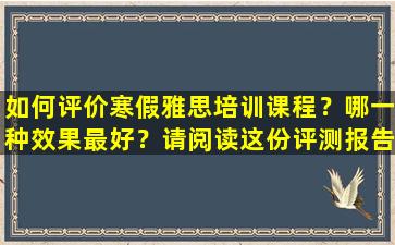 如何评价寒假雅思培训课程？哪一种效果最好？请阅读这份评测报告！