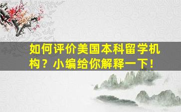 如何评价美国本科留学机构？小编给你解释一下！