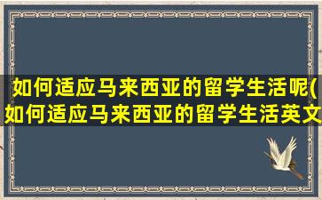 如何适应马来西亚的留学生活呢(如何适应马来西亚的留学生活英文作文)