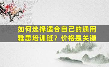 如何选择适合自己的通用雅思培训班？价格是关键