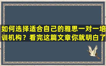 如何选择适合自己的雅思一对一培训机构？看完这篇文章你就明白了！