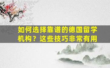 如何选择靠谱的德国留学机构？这些技巧非常有用