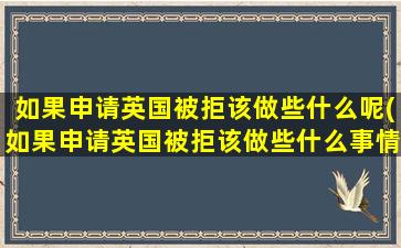 如果申请英国被拒该做些什么呢(如果申请英国被拒该做些什么事情)