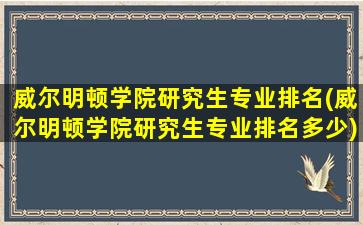 威尔明顿学院研究生专业排名(威尔明顿学院研究生专业排名多少)