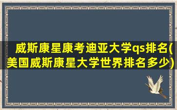 威斯康星康考迪亚大学qs排名(美国威斯康星大学世界排名多少)