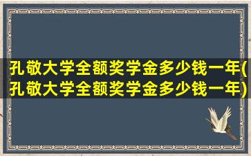 孔敬大学全额奖学金多少钱一年(孔敬大学全额奖学金多少钱一年)