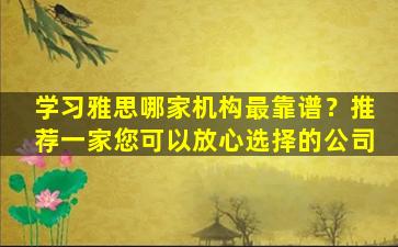 学习雅思哪家机构最靠谱？推荐一家您可以放心选择的公司