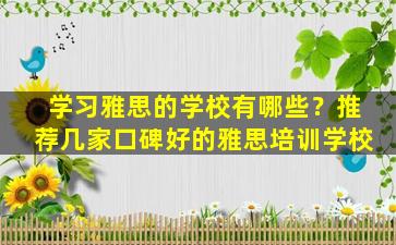 学习雅思的学校有哪些？推荐几家口碑好的雅思培训学校