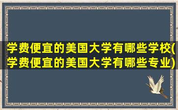 学费便宜的美国大学有哪些学校(学费便宜的美国大学有哪些专业)