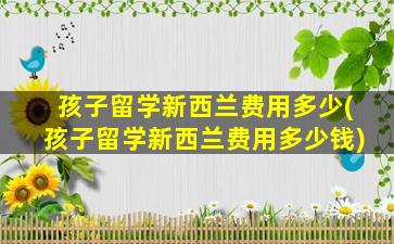 孩子留学新西兰费用多少(孩子留学新西兰费用多少钱)