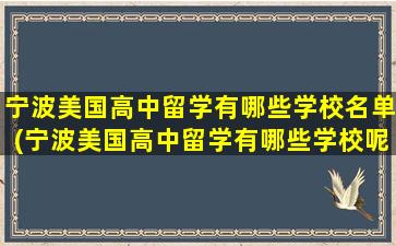 宁波美国高中留学有哪些学校名单(宁波美国高中留学有哪些学校呢)