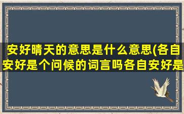 安好晴天的意思是什么意思(各自安好是个问候的词言吗各自安好是什麼意思)