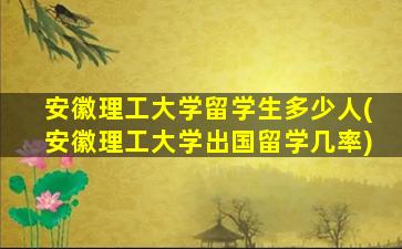 安徽理工大学留学生多少人(安徽理工大学出国留学几率)