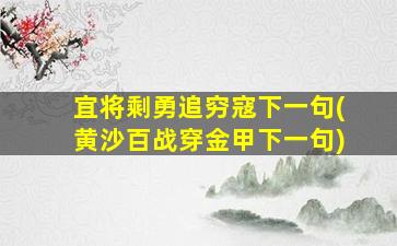 宜将剩勇追穷寇下一句(黄沙百战穿金甲下一句)