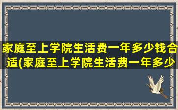 家庭至上学院生活费一年多少钱合适(家庭至上学院生活费一年多少钱正常)