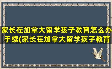 家长在加拿大留学孩子教育怎么办手续(家长在加拿大留学孩子教育怎么办呢)