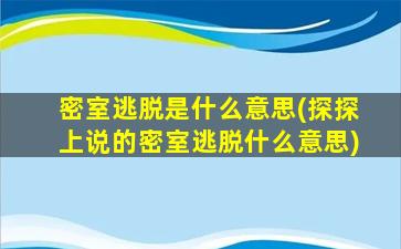 密室逃脱是什么意思(探探上说的密室逃脱什么意思)