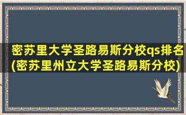 密苏里大学圣路易斯分校qs排名(密苏里州立大学圣路易斯分校)